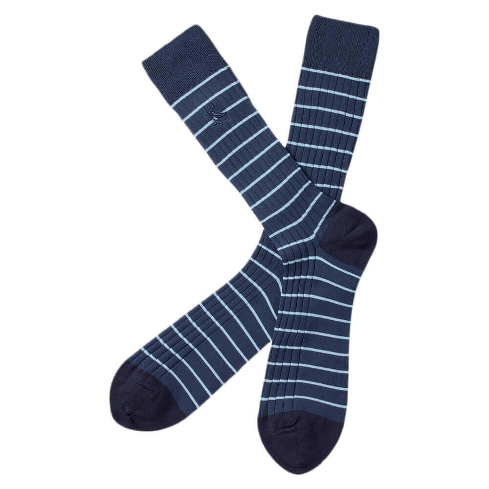 Charles Tyrwhitt Stripe Cotton Rib Socks - French Blue